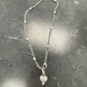 Judith Ripka Sterling Silver Heart Necklace with Pearl Accents